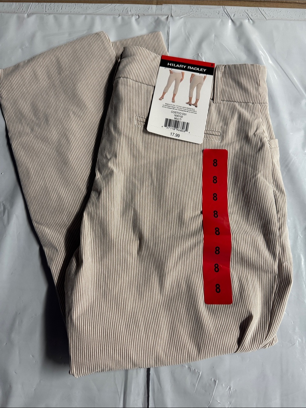 Hilary Radley Women's Cream Pinstriped Cropped Pants